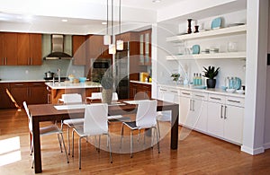 Modern kitchen and dining area