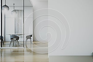 Modern kitchen dining area with copyspace