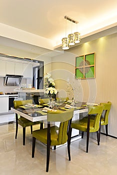 Modern kitchen and dining area