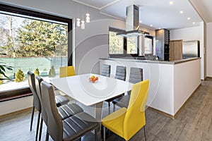 Modern kitchen with dinning room