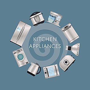 Modern kitchen electronic appliances poster