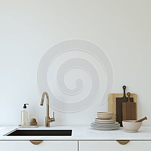 Modern kitchen interior. 3d render