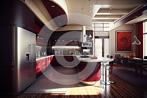 Modern Kitchen Interior Design Architecture Generative AI
