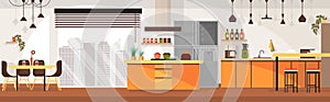 Modern Kitchen Interior Design Cartoon Vector