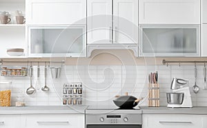 Modern kitchen interior with houseware