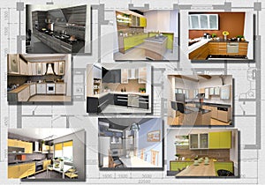 Modern kitchen interior image set