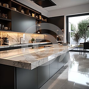 Modern kitchen interior luxury design in apartment or house concept