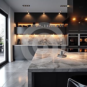 Modern kitchen interior luxury design in apartment or house concept