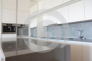 Modern kitchen interior in new house after home renovation.