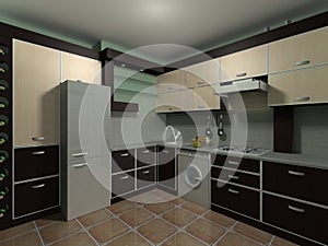 Modern Kitchen interior render