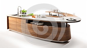 Modern Kitchen Island In Freeform Minimalism Style