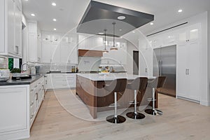 Modern kitchen with an island in a modern new construction home in Los Angeles