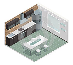 Modern Kitchen Isometric View Image