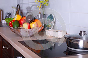 Modern kitchen in the light appartment