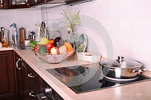 Modern kitchen in the light appartment