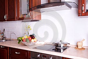 Modern kitchen in the light appartment