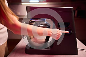 The Modern Kitchen Mixer Control Panel is currently in use for preparation and cooking activities