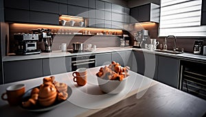 Modern Kitchen Photography, Simple and Minimal Kitchen Design created with AI