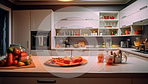 Modern Kitchen Photography, Simple and Minimal Kitchen Design created with AI