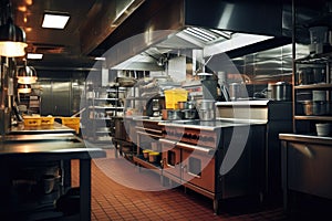 Modern kitchen of a restaurant or hotel. Kitchen with professional equipment, Empty restaurant kitchen with professional equipment