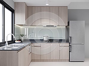 modern kitchen room interior design, 3d