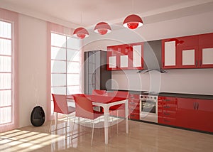 Modern kitchen room render