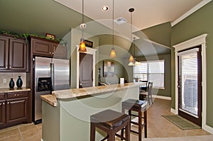 Modern Kitchen with Sage Green Walls photo