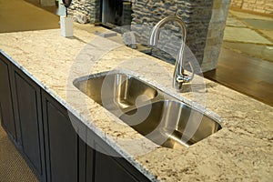 Modern Kitchen Sink with Granite Counter Top photo