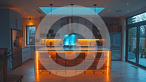 Modern Kitchen with Orange LED Lights