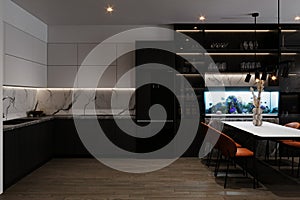 Modern kitchen, sleek design, high-end, modern-style