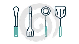 Modern kitchen utensils set cooking and baking tools, vector design Generative AI
