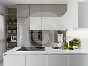 Modern kitchen with vegetables