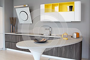 Modern kitchen white and yellow