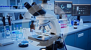 Modern Lab Microscope Scientific Equipment