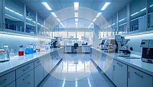 Modern Laboratory Interior with Advanced Equipment and Bright Lighting