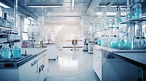Modern laboratory. Interior of modern research laboratory. Science and technology theme