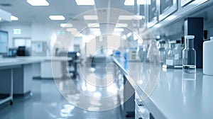 Modern Laboratory Interior with Scientific Equipment and Blue Tint