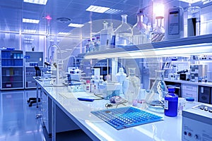 Modern laboratory interior with scientific research equipment