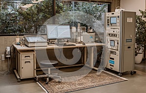 Modern laboratory setup with computer and analytical equipment