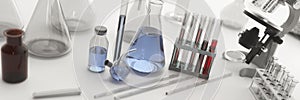 Modern laboratory with test tubes 3d render