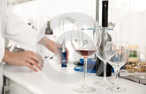 Modern laboratory of winery. Checking acidity of wine and organoleptic characteristics