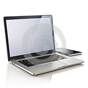 Modern Laptop with Blank Screen Isolated