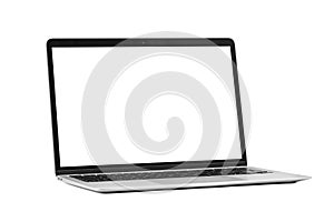Laptop computer on the tabl on the white background photo