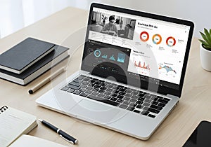 Modern laptop displaying data analysis dashboard