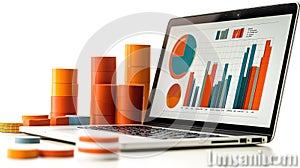 Modern laptop displaying data charts