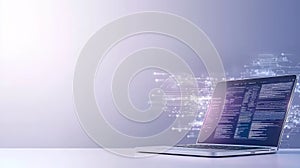 Modern laptop displaying lines of programming code for software development projects