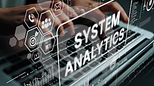 Modern Laptop Displaying System Analytics with Data Visualization and User Interaction Elements. Asymptotic smart data