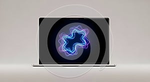 Modern Laptop with Dynamic Neon Waveform Display