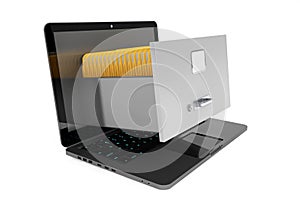 Modern laptop with file cabinet photo
