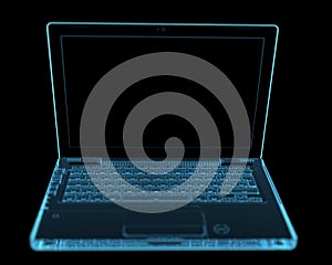 Modern laptop isolated on black